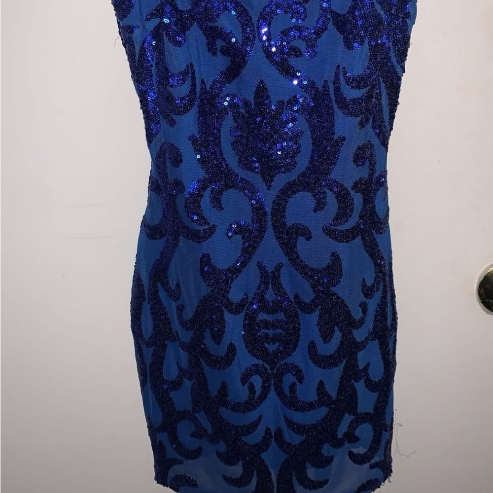 Elegant Blue Sequin Dress